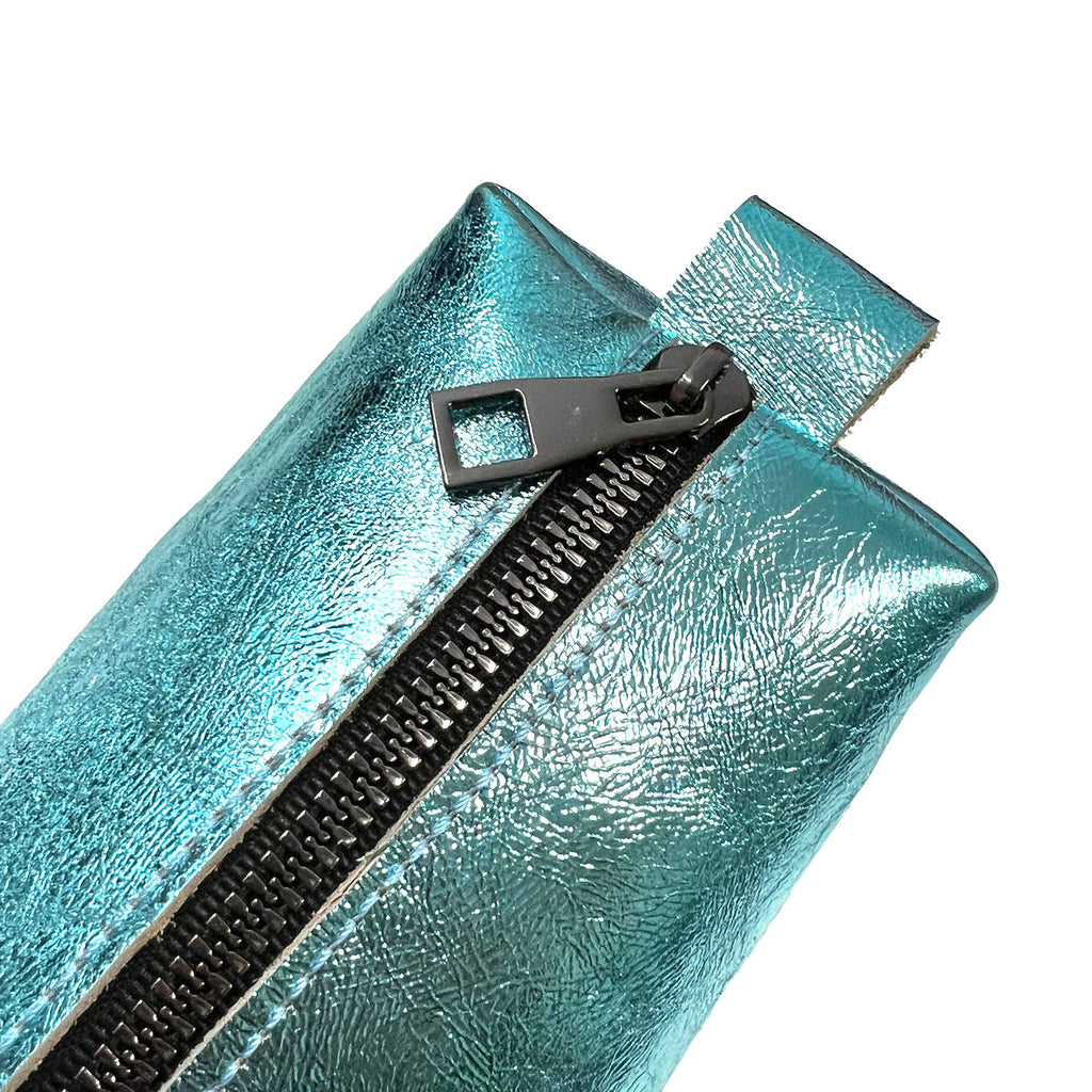 MIBA LEATHER SLOUCH BAG / Metallic Aqua