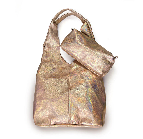 MIBA LEATHER SLOUCH BAG / Metallic Copper Sheen