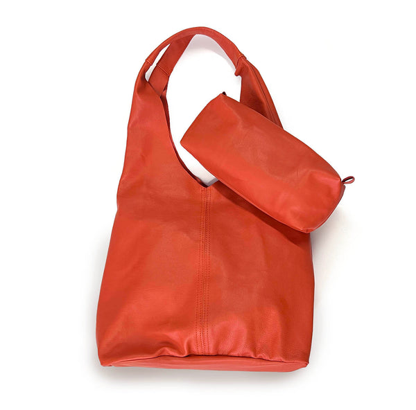MIBA LEATHER SLOUCH BAG / Aura Orange Leather