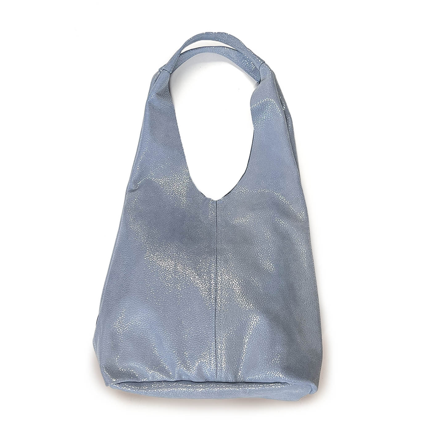 MIBA LEATHER SLOUCH BAG / Silver Blue Texture