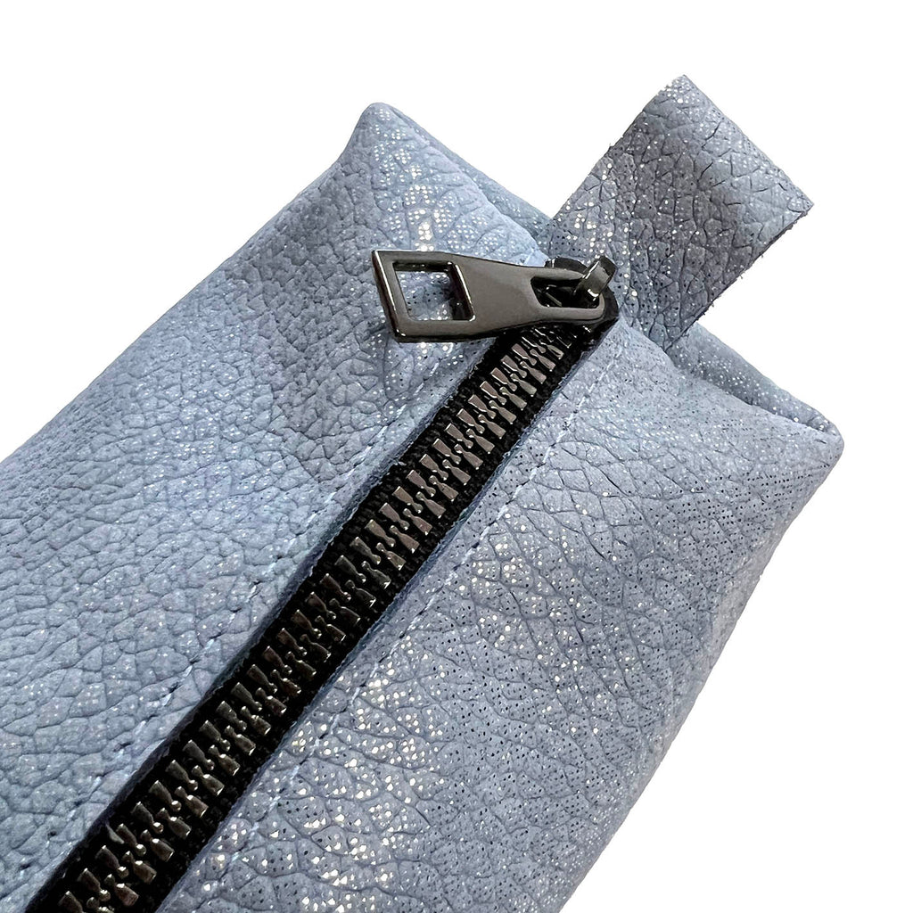MIBA LEATHER SLOUCH BAG / Silver Blue Texture