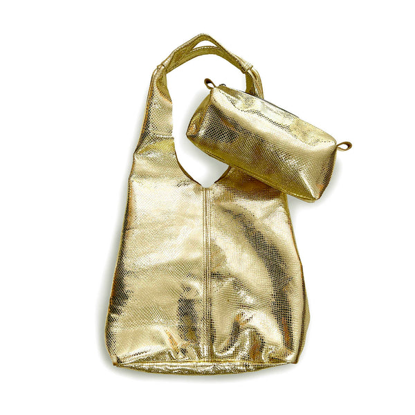 MIBA LEATHER SLOUCH BAG / Golden Snake