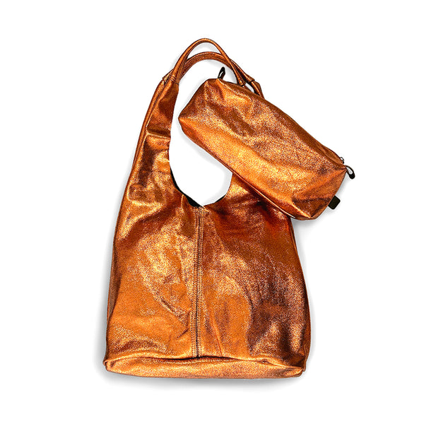 MIBA LEATHER SLOUCH BAG / Dark Tangerine