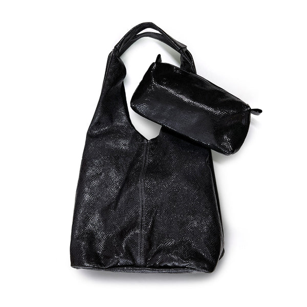 MIBA LEATHER SLOUCH BAG / Black Snake
