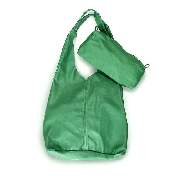 MIBA LEATHER SLOUCH BAG / Leaf Green Leather