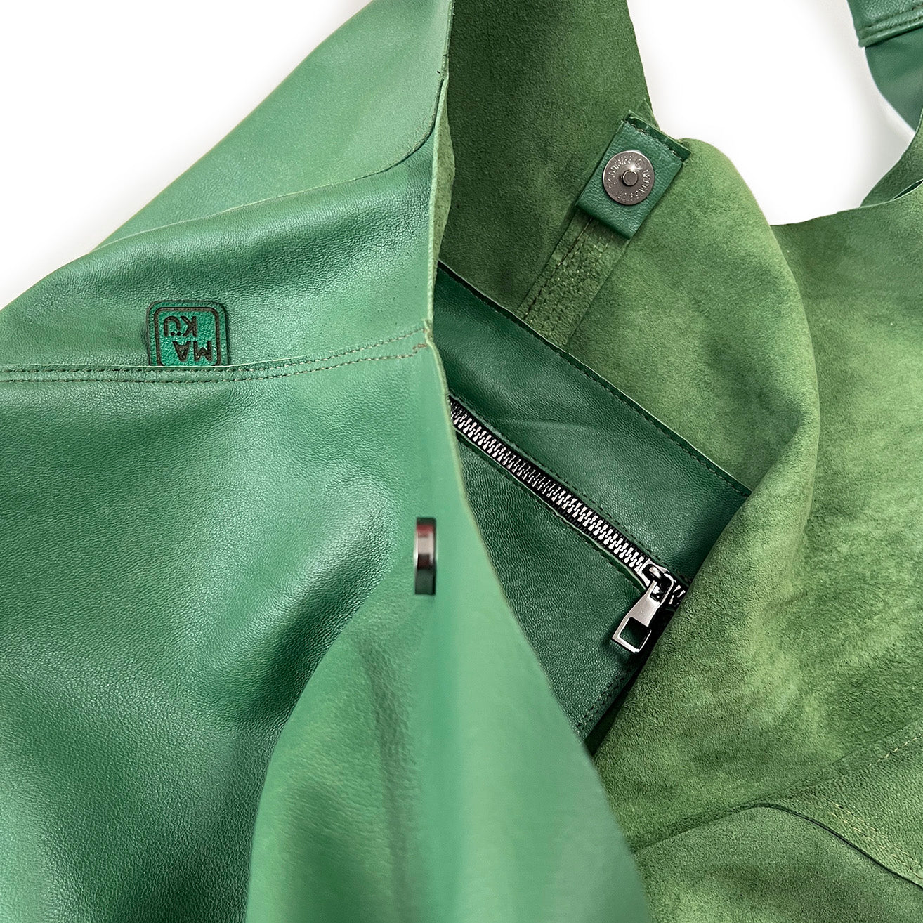 MIBA LEATHER SLOUCH BAG / Leaf Green Leather