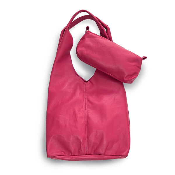 MIBA LEATHER SLOUCH BAG / Sorbet Pink Leather