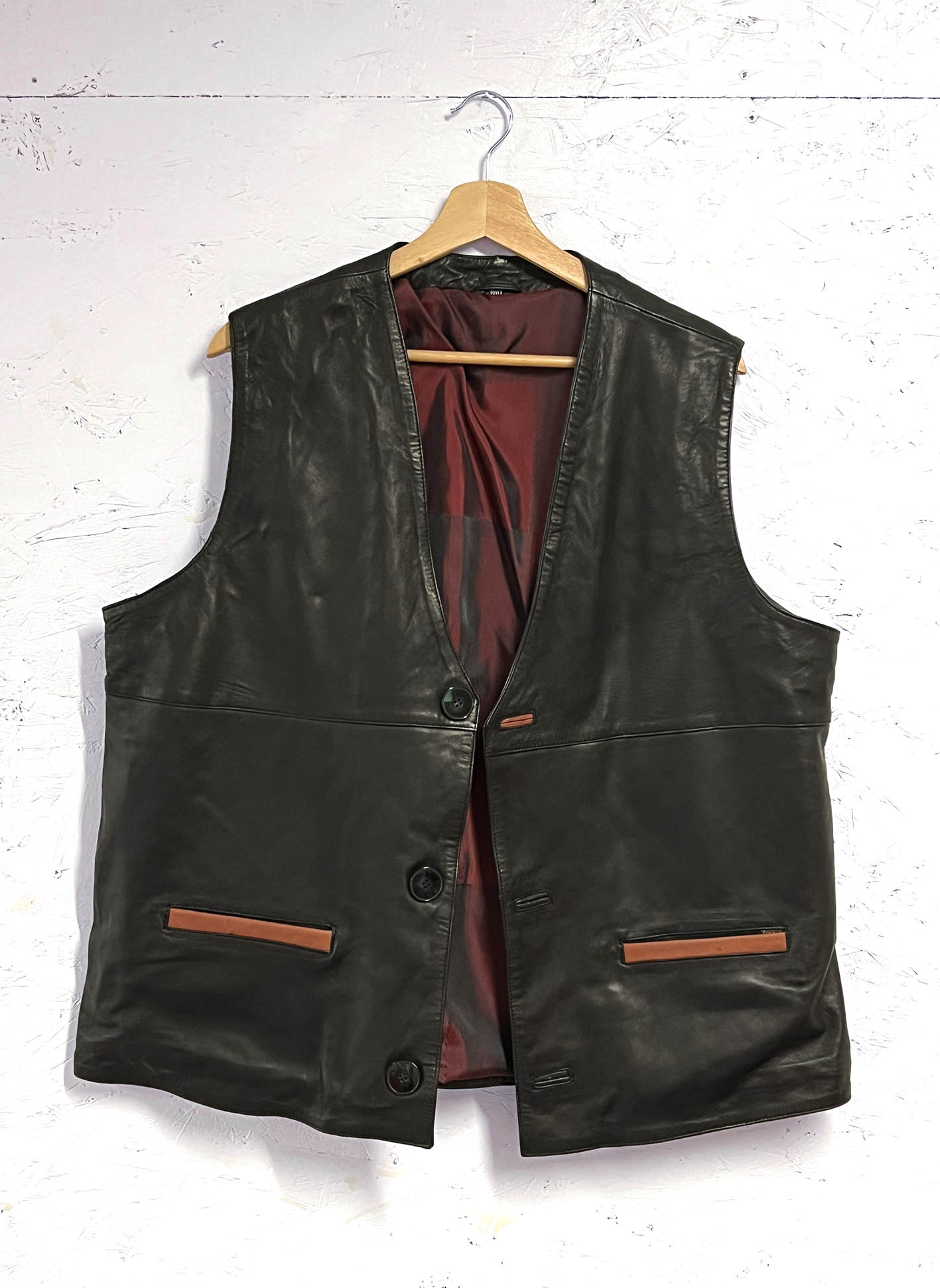 Men's Waistcoat / Black Leather