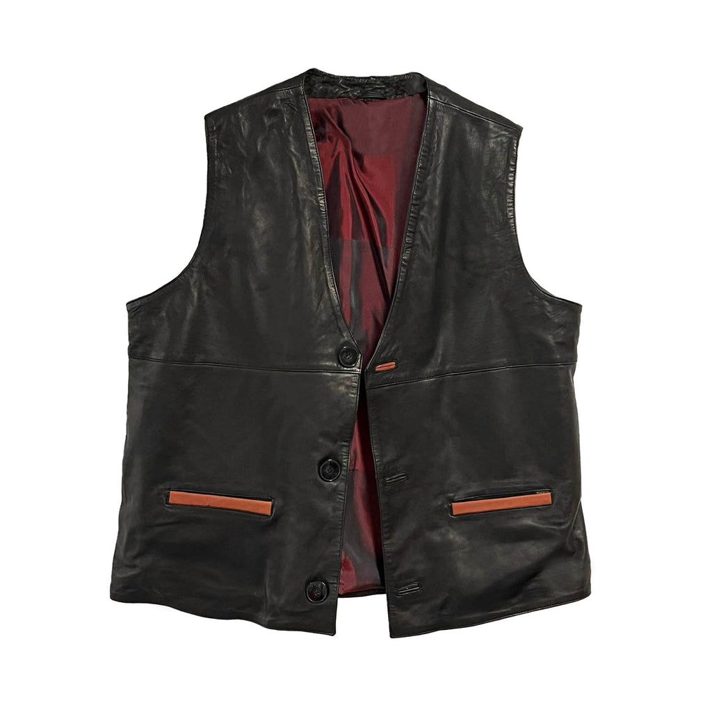 Men's Waistcoat / Black Leather