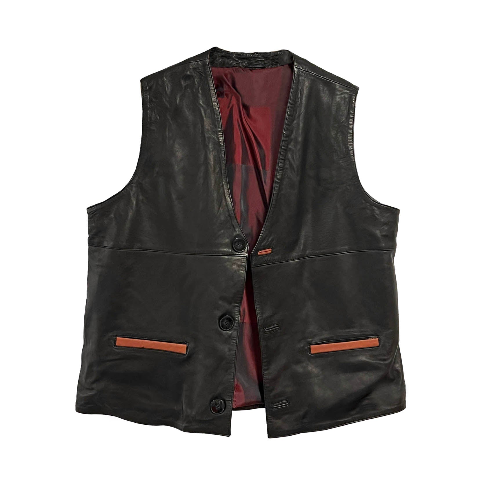 Men's Waistcoat / Black Leather