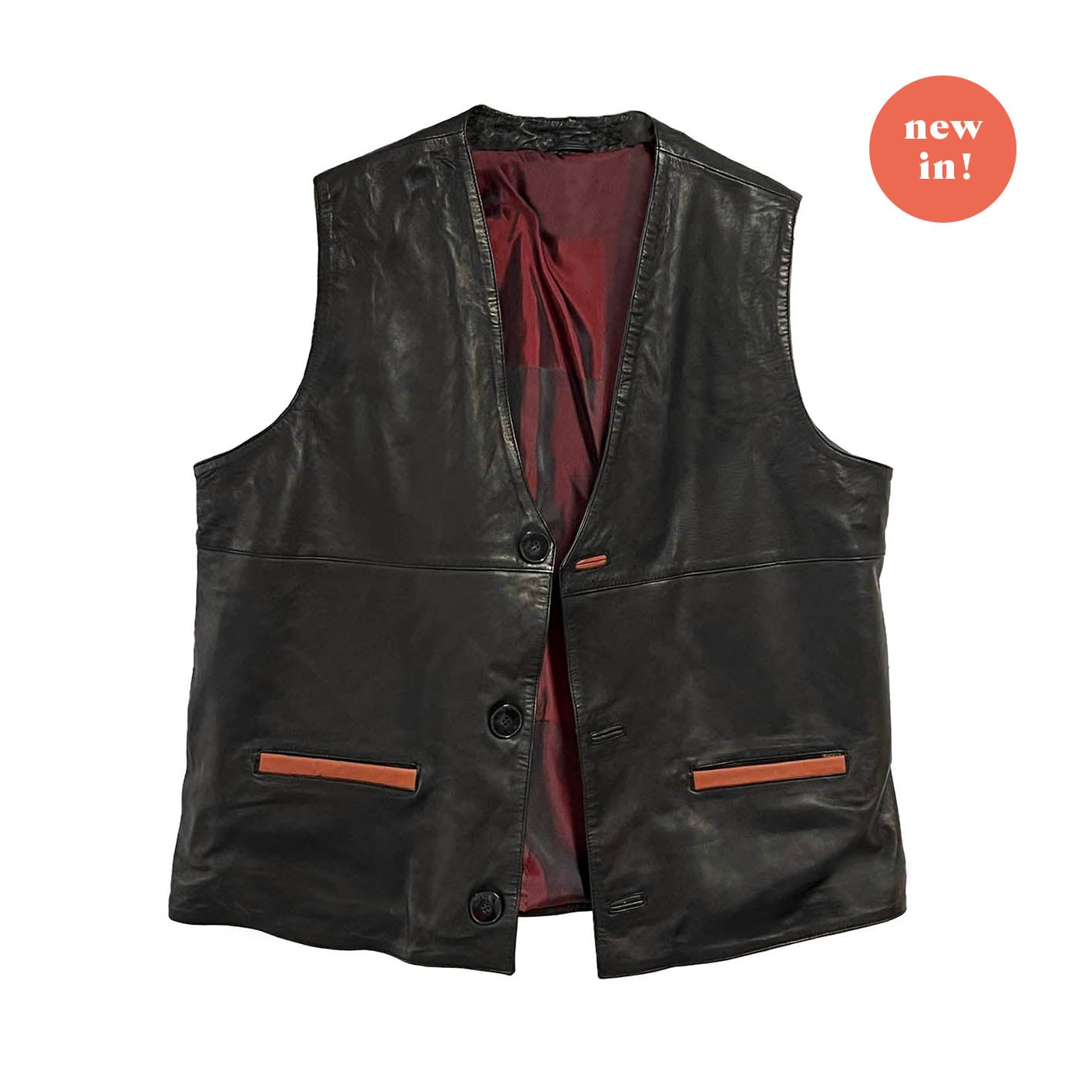Men's Waistcoat / Black Leather