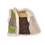 STEPPE kids' gilet S / Green, Grey + Natural