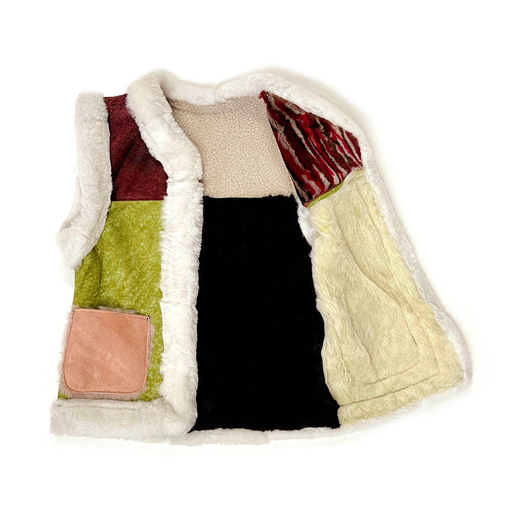 STEPPE kids' gilet M / Berry, Green + Pink