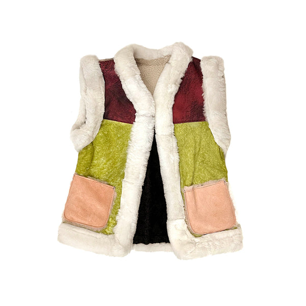 STEPPE kids' gilet M / Berry, Green + Pink