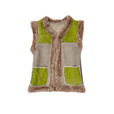 STEPPE kids' gilet M / Green, Grey + Black