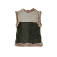 STEPPE kids' gilet M / Green, Grey + Dark Brown