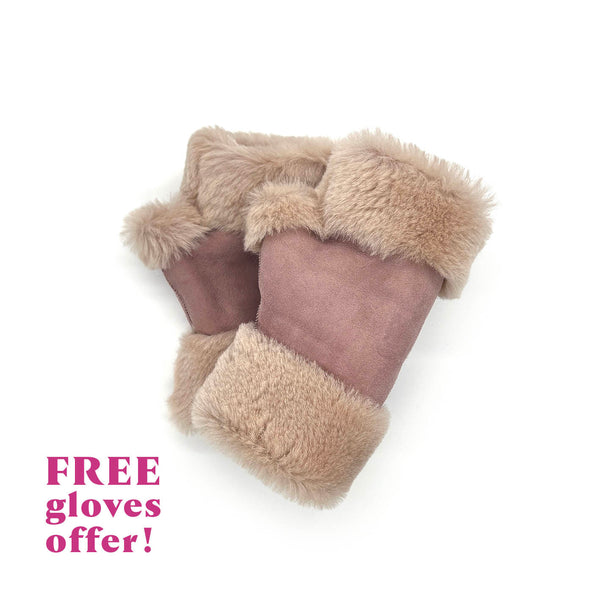 FINGERLESS GLOVES / Dusky Pink Suede