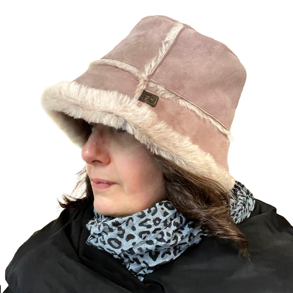 BUCKET HAT / Dusky Pink Suede