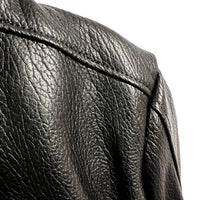 JENKA Leather Biker Jacket / Black Grain