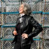 JENKA Leather Biker Jacket / Black Grain