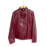 JENKA Ladies' Leather Biker Jacket / Burgundy Grain