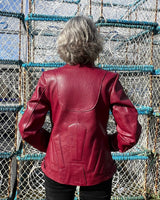 JENKA Ladies' Leather Biker Jacket / Burgundy Grain