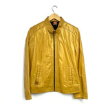 JENKA Ladies' Leather Biker Jacket / Yellow Gold