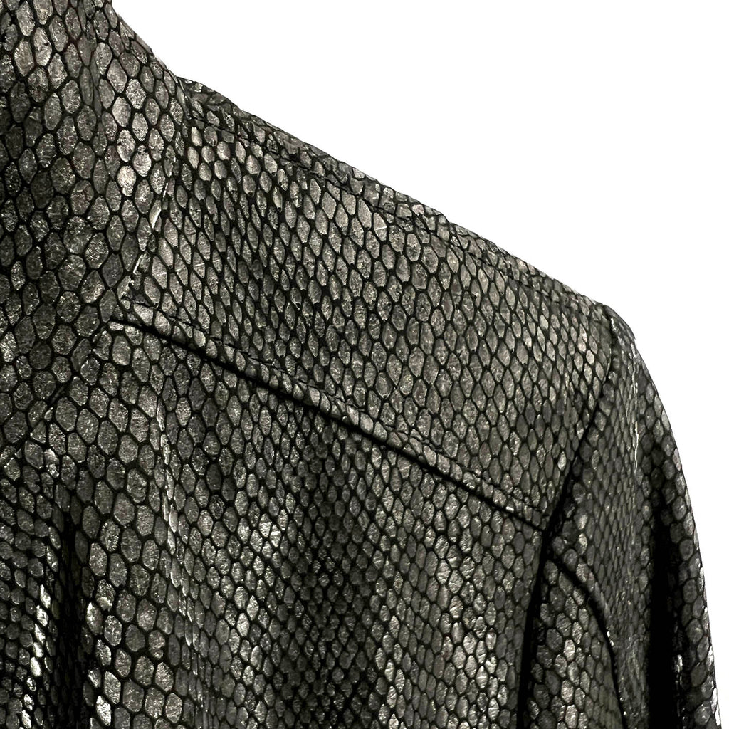 JENKA Ladies' Leather Biker Jacket / Shimmering Snake