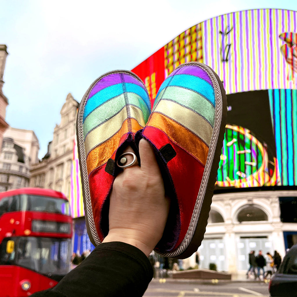 POLIN METALLIC RAINBOW / Sheepskin slippers