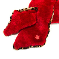 FIFI Leopard Print + Crimson Sheepskin Scarf / Limited Edition