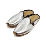 CHARYK TINSEL SILVER / hand-stitched leather slip-ons