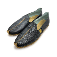 CHARYK PAISLEY PEWTER / hand-stitched leather slippers