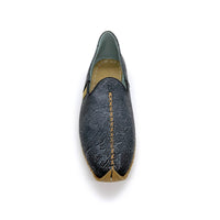 CHARYK PAISLEY PEWTER / hand-stitched leather slippers