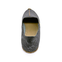 CHARYK PAISLEY PEWTER / hand-stitched leather slippers