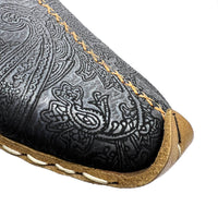 CHARYK PAISLEY PEWTER / hand-stitched leather slippers