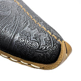CHARYK PAISLEY PEWTER / hand-stitched leather slippers