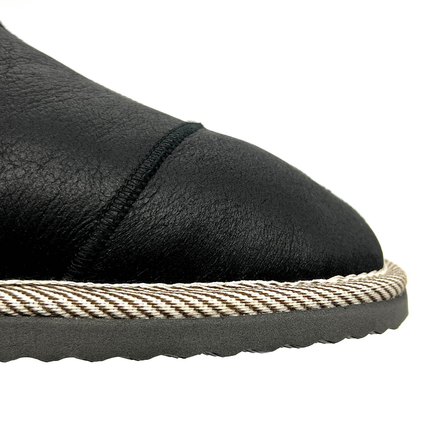 MERDANA BLACK LEATHER / Sheepskin slippers