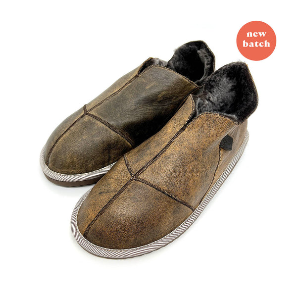 MERDANA SCORCHED BROWN LEATHER / Limited edition slippers