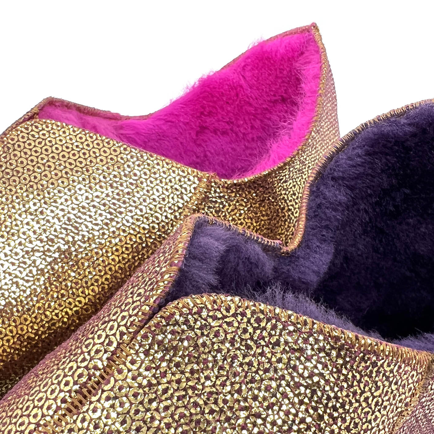 MERDANA SEQUIN GOLD + PURPLE / Sheepskin slippers