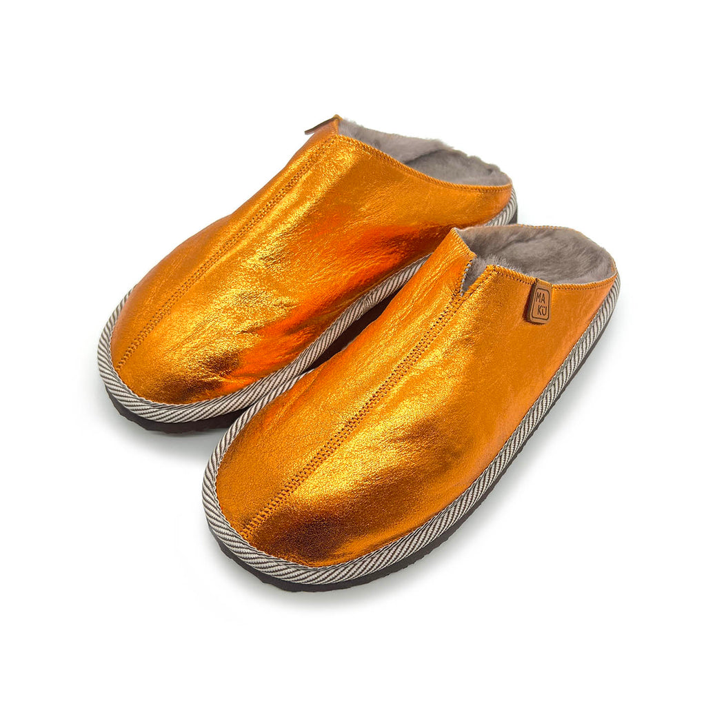 POLIN METALLIC TANGERINE NEW / Sheepskin slippers