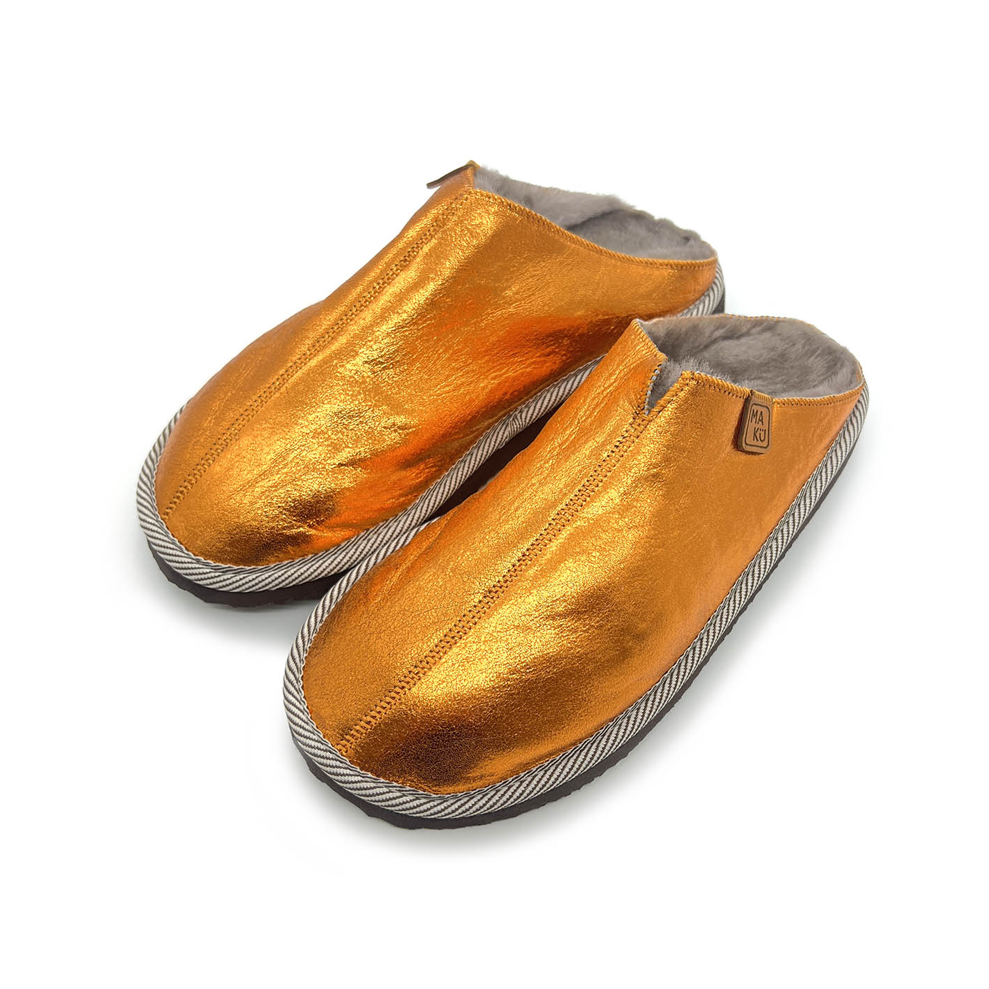 POLIN METALLIC TANGERINE NEW / Sheepskin slippers