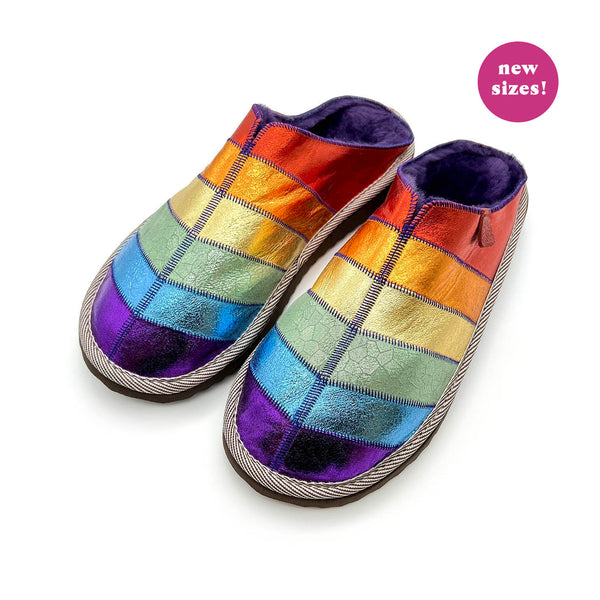 POLIN METALLIC RAINBOW / Sheepskin slippers