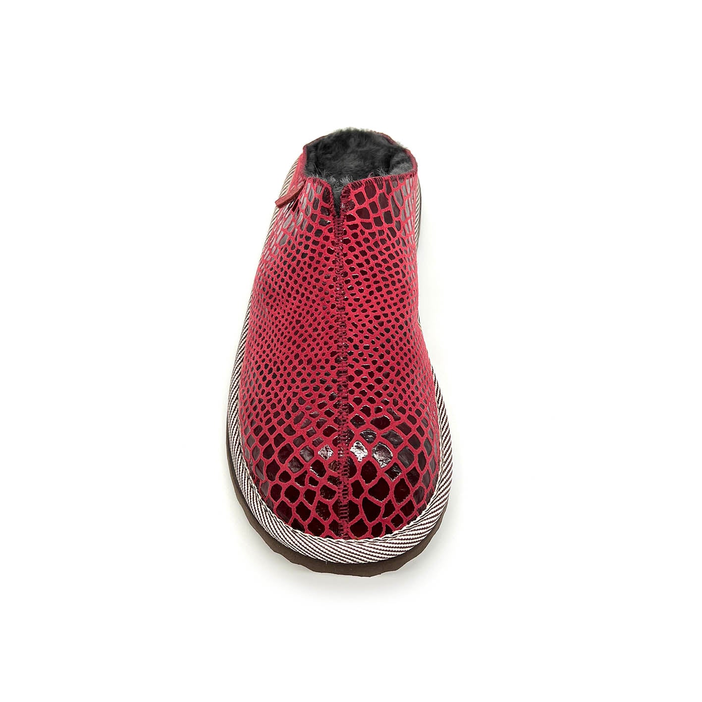 POLIN SNAKE PRINT RASPBERRY / Sheepskin slippers