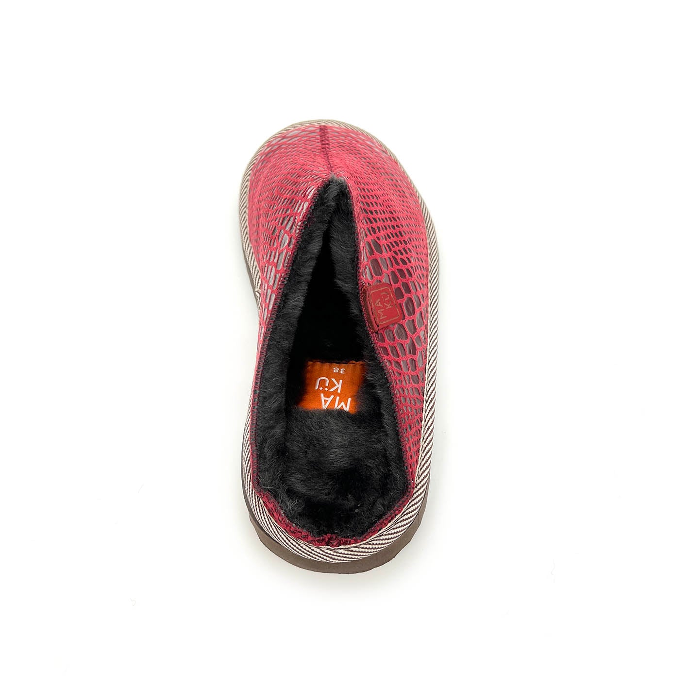 POLIN SNAKE PRINT RASPBERRY / Sheepskin slippers