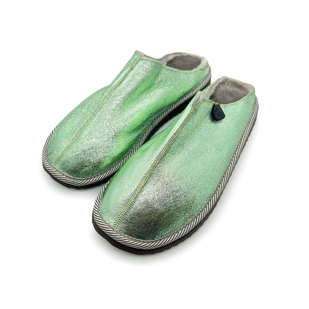 POLIN METALLIC MINT / Sheepskin slippers