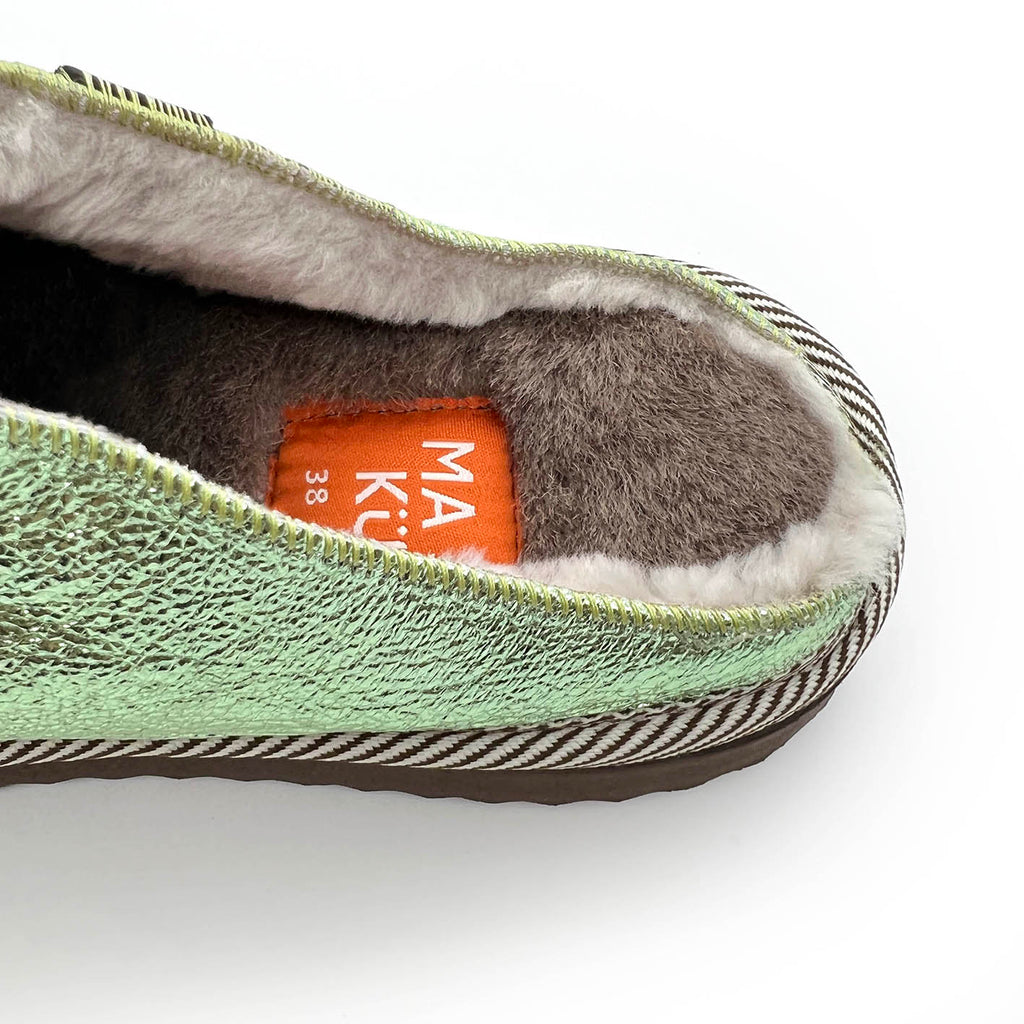 POLIN METALLIC MINT / Sheepskin slippers