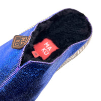 POLIN BLUE STEEL GLITTER / Sheepskin slippers