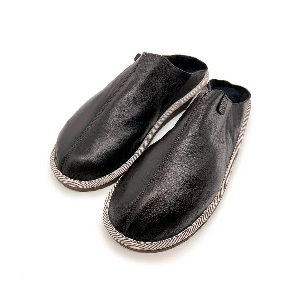 POLIN LIQUORICE LEATHER / Limited edition slippers