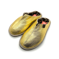 POLIN FIT GOLD LEOPARD / Sheepskin slippers