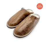 POLIN MID BROWN LEATHER / Sheepskin slippers